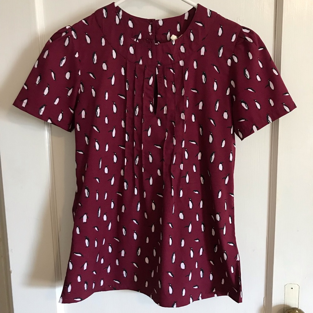 Women's Burgundy Patterned Top